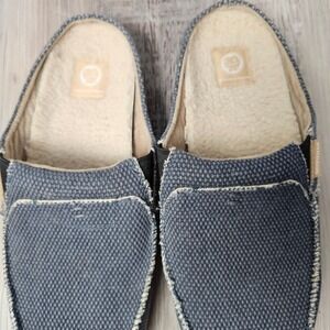GECKOMAN Men 11.5 Slippers Blue Canvas Arch Support Orthotic Comfort Mules‎